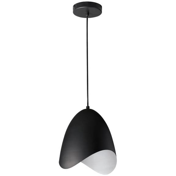 Dainolite 1 Light Steel Pendant, Black Finish