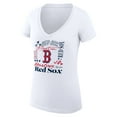 thumbnail image 2 of Women's G-III 4Her by Carl Banks White Boston Red Sox Collage Team Graphic V-Neck Fitted T-Shirt, 2 of 5