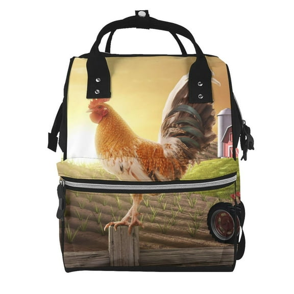 Defioc Country Farm Morning Rooster for Baby Diaper Bag Backpack - Baby Bag for Boys & Girls - Diaper Backpack - Large Travel Diaper Bags- Baby Registry Search & Shower Gifts