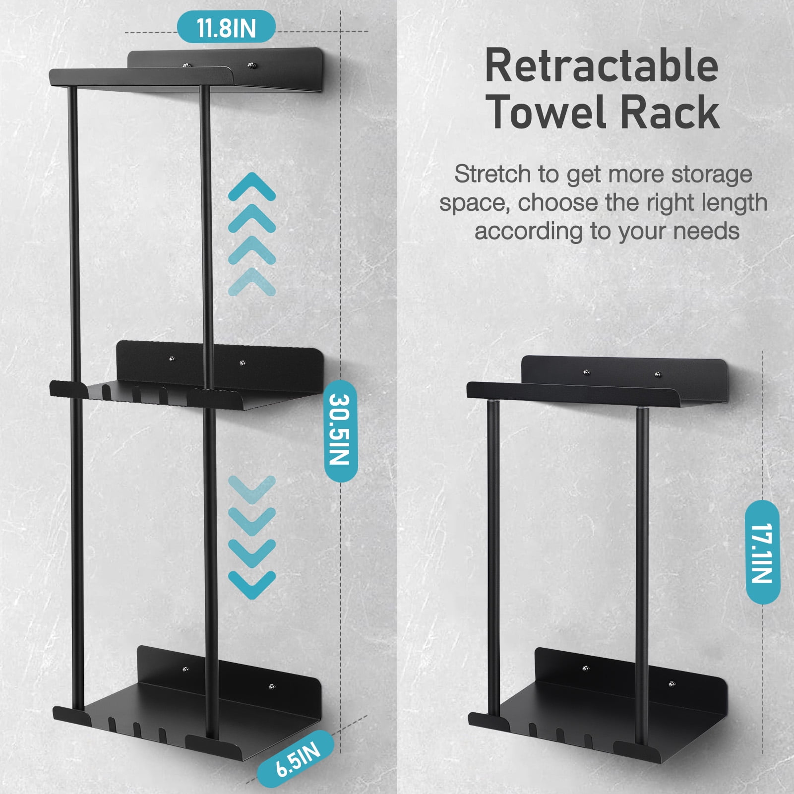 Livhil Towel Racks for Bathroom, Vertical Wall Towel Rack for Rolled Towels Metal Bath Towel Holder for Folded Large Towel Washcloths, 3 Tier