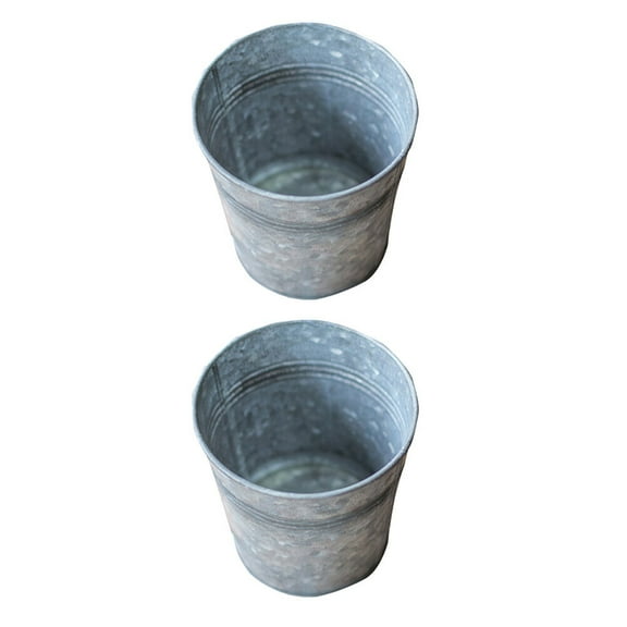 WRITWAA  2pcs Rustic Iron Flower Bucket Planter for Home and Garden