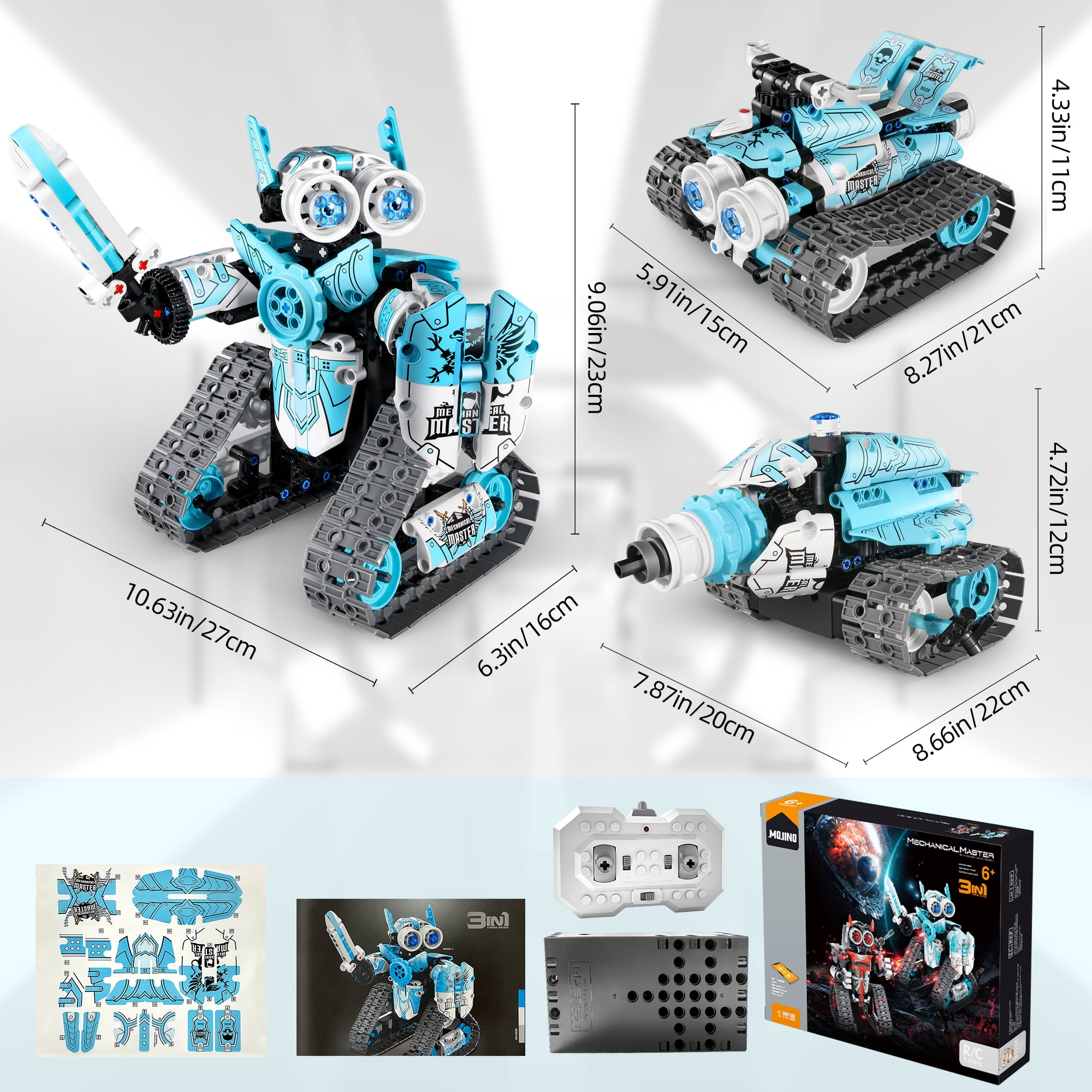 6 in 1 STEM Building Toys Gifts for Age 6,7,8,9,10,11,12 Years Old Kids  Boys Girls,APP Remote Control Robot Mech Racer Car Building Blocks,398 Pcs  DIY