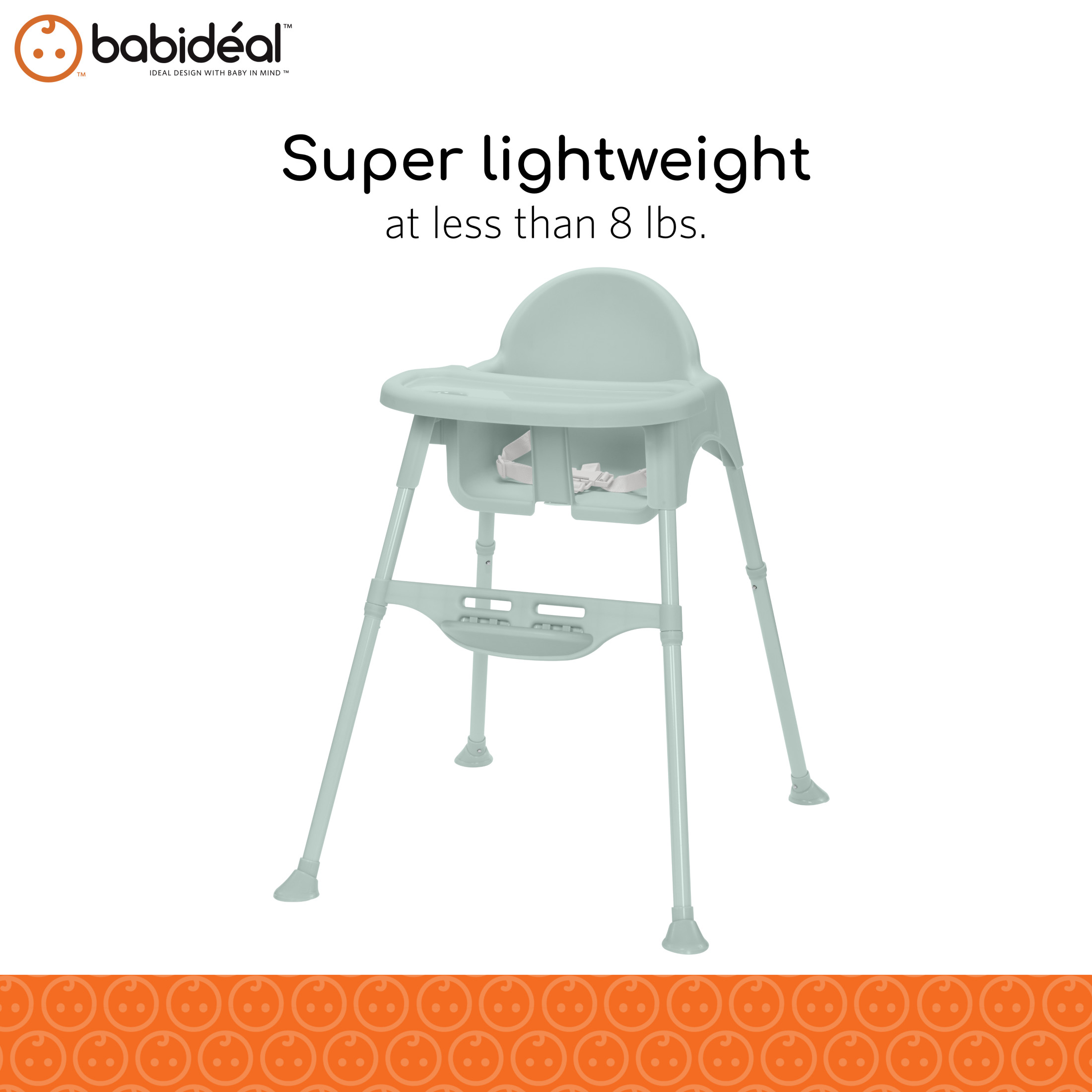 Babideal High Chair with Tray & Harness, Soft Sage photo 2