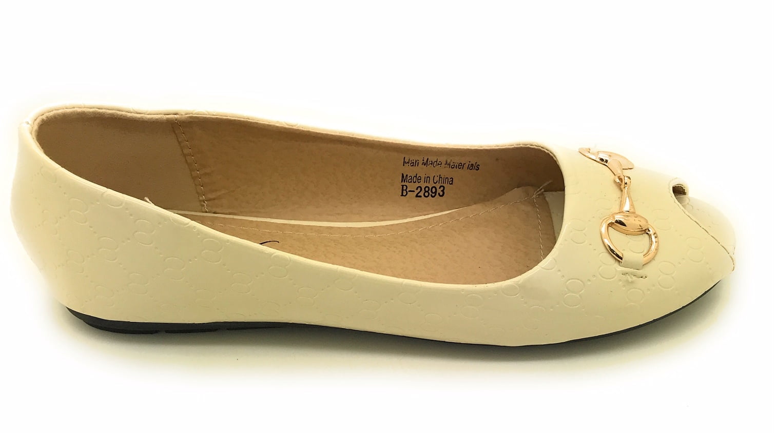 Victoria K Open Toe Gold Buckle Ballerina Flats (Women)