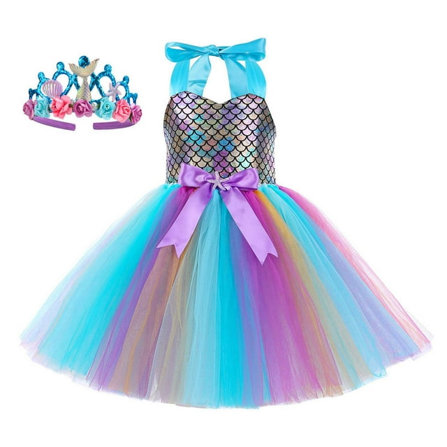 Robes Fille Robe Sans Manches à Volants en Tulle pour Filles Robe d'Été Mode Décontractée Vêtements d'Été pour Filles 3-4 Ans Mode Filles
