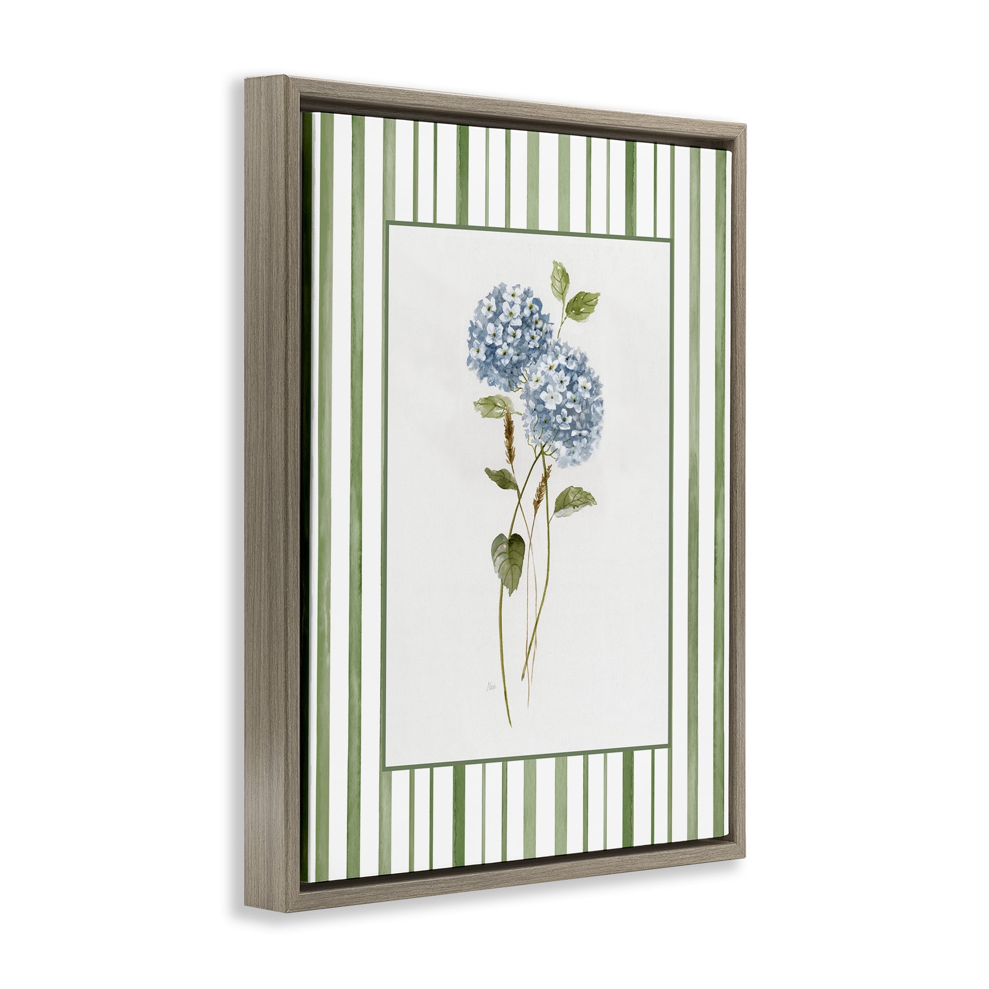 Stupell Industries Delicate Hydrangea & Dried Wheat Brown Framed Floater Canvas Wall Art, design by Nan