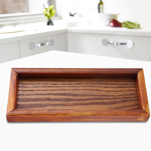 Wooden Tray, Serving Tray Vintage Decorative Platters Table Plate for Ottoman Kitchen, Snacks Food Dish Serve Tea Coffee Classic Wooden Decorative Serving Tray for Hotel Home