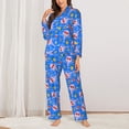 thumbnail image 2 of Xecao Tropical Jellyfishes Print Women Pajamas Set Soft Sleepwear Pjs long Sleeve Button Down Nightwear with Long Pants, 2 of 6
