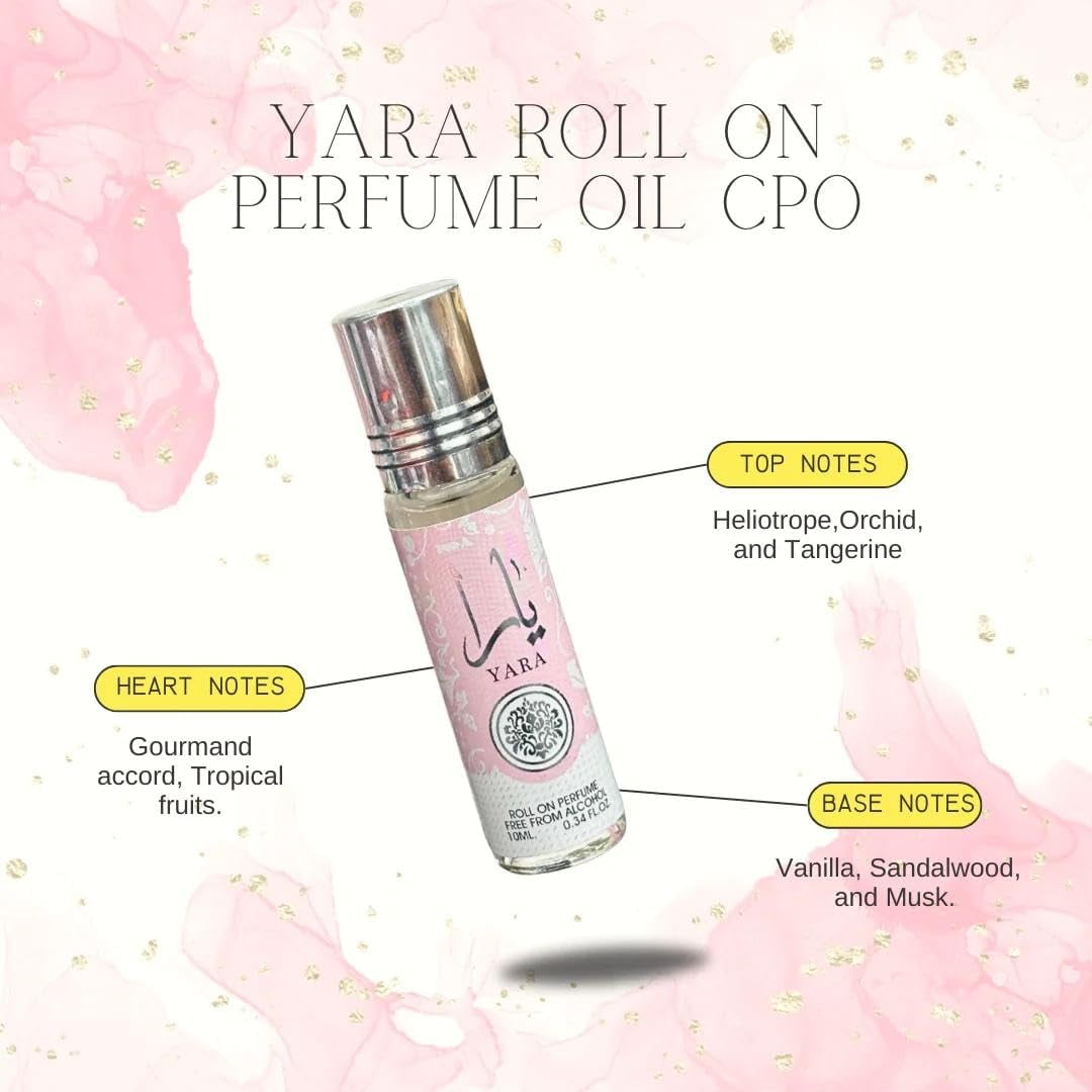 (12-Pack) Lattafa Yara Roll On Perfume Oil CPO 10ml (0.34 Ounce) Travel Size