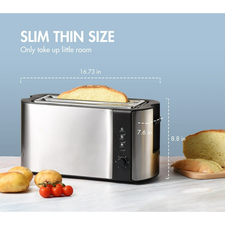 Hi Tek 4-Slice Toaster, 1 Variable Browning Control Bread Toaster - 1.5-inch Wide Slots, 120V, Stainless Steel Bagel Toaster, 1800W, 225 Slices per HO