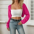 thumbnail image 2 of Lightweight Cardigans for Women Cropped Open Front Long Sleeve Bolero Solid Knit Sweater Short Shawl Casual Loose Women Shrugs RD2 M, 2 of 6