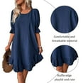 thumbnail image 3 of Women's Ruffle Sleeve Jersey Knit Plus Size Casual Swing Dress with Pocket-Blue, 3 of 5