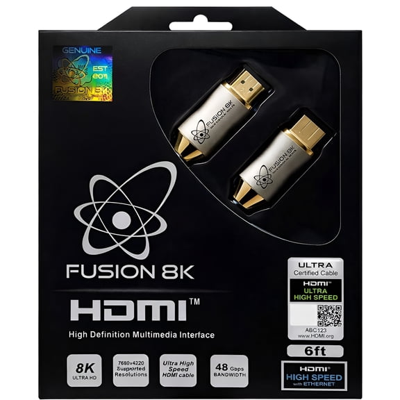 Fusion8K HDMI 2.1 Certified Cable Supports 10K 8K @60Hz and 4K @120Hz Compatible with All TVs, BluRay, Xbox Series X, PS5 (6 Feet)