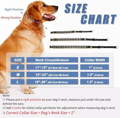 M Khaki Martingale Collar for Dogs, Heavy Duty Nylon No Pull Adjustable Anti Pull Reflective Slip Collar for Large Medium Small Dogs