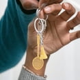 thumbnail image 4 of FONDOTIN Badminton Racket Shape Keychain Golden Color Pendant Decoration for Bag 1Pack for Badminton Lovers, 4 of 8