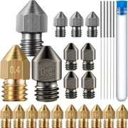 0.4 mm 3D Printer Extruder Nozzle Hardened Steel, Stainless Steel, Brass Nozzle High Temperature Wear Resistant Nozzle and Cleaning Needle Compatible with MK8 Makerbot, Ender 3 (22)