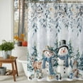 thumbnail image 3 of Winter Snowman Elk Squirrel Shower Curtains for Bathroom, Christmas Tree Floral Leaves Waterproof Fabric Shower Curtain for Bathroom Bathtub Decoration, Machine Washable, 36"x72", 3 of 9