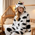 thumbnail image 4 of Onesie Pajamas Animal Cow Themed Plush Halloween One Piece Family Matching Pjs (White M), 4 of 8