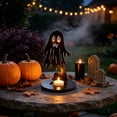 thumbnail image 6 of Linnome Black Wood Halloween Candle Holder Hollow Silhouette Ghost Scarecrow Tea Light Stand Anti Tipping Table Centerpiece Indoor Halloween Party Decor, 6 of 6