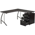 thumbnail image 6 of Scranton & Co Modern Wood L-Shaped Corner Desk with File Cabinet in Espresso, 6 of 9