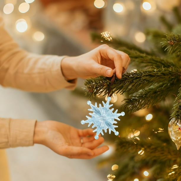 Copos De Nieve De Plástico Adornos navideños de plástico con forma de copo de nieve Rkxzt