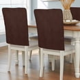 thumbnail image 2 of Leather Texture Chair Back Covers Set of 6, Vintage Brown Classic Art Stretch Dining Chair Back Slipcovers Removable Seat Cover for Kitchen Restaurant Hotel Cafe, 2 of 9