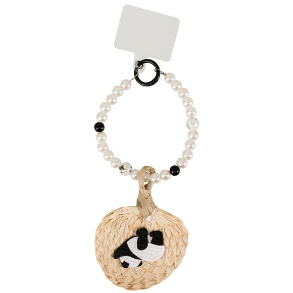 CIMAXIC Birthday Panda Cattail Fan Pendant Keychain Pearl Bracelets Keyring Car Key Holder Purse Bag Handbags Charm For Girls Women Birthday Panda Themed Party Favor,11.02"X3.15"X0.39"