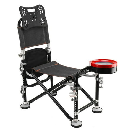 Kinaerty Fishing Chair 13 Gear Rise Fall 21cm Adjustment Folding Camping Chair with with Backrest Rod Holder Easy to Carry and Store Fishing Deck Chair for Fishing Trips Camping Adventures
