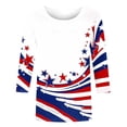thumbnail image 4 of Cavosen Patriotic Shirts for Women Petite Patriotic 3/4 Sleeve Crew Neck Tops USA Flag Print T Shirts Lady XL Independence Day Casual Tops Funny 4th of July Tunic Tees 2025 Summer Patriotic Clothes, 4 of 5