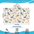 thumbnail image 2 of Beige Dinosaurs Rainbows Flowers Pattern Hooded Bath Towel，50"x30" for Ages 3 To 12 Kids, Quick Dry Lightweight Soft Microfiber Hood Beach Towel Cover Up for Kids, 2 of 7