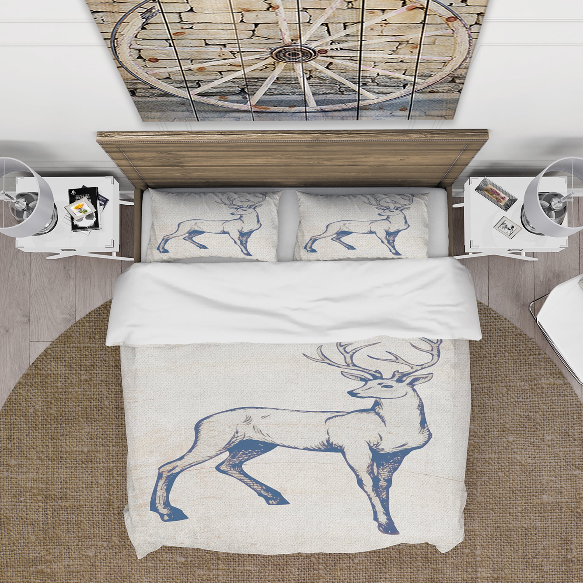 Designart 'Deer Wild and Beautiful X' Farmhouse Duvet Cover Set