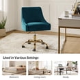thumbnail image 6 of Velvet Swivel Home Office Chair with 360 Swivel Base, Height Adjustable Computer Desk Chair Metal Base Living Room, Teal, 6 of 8