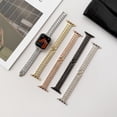 thumbnail image 2 of Slim Metal Band Compatible with Apple Watch Band 41mm 40mm 38mm,Dressy Stainless Steel Chain Strap with Link Removal Tool for Women iWatch Bands Series 9 8 7 6 5 4 3 2 1 SE, Black, 2 of 8