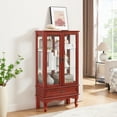 thumbnail image 5 of Lighted 6-Tier Glass Curio Cabinet with 2 Doors, 1 Drawer & Anti-Tip Strap, Adjustable Shelves, Cherry Finish, 5 of 17