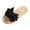 Black, variant on Women's Bow Flat Slippers Open Toe Textured Rattan Soft Sole Slides For Beach Summer Boho Style, Beige