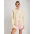 thumbnail image 4 of Women Long Sleeve Cardigan Sweater Casual Fashion Y2K Loose Fit Button Down Knit Sweater Coats Red L, 4 of 6