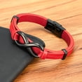 thumbnail image 4 of XQNI, nuevo diseño, pulsera de cuero de doble capa para hombre, brazaletes de acero inoxidable con número especial ocho, joyería para amigo 19/21/23CM, 4 of 5