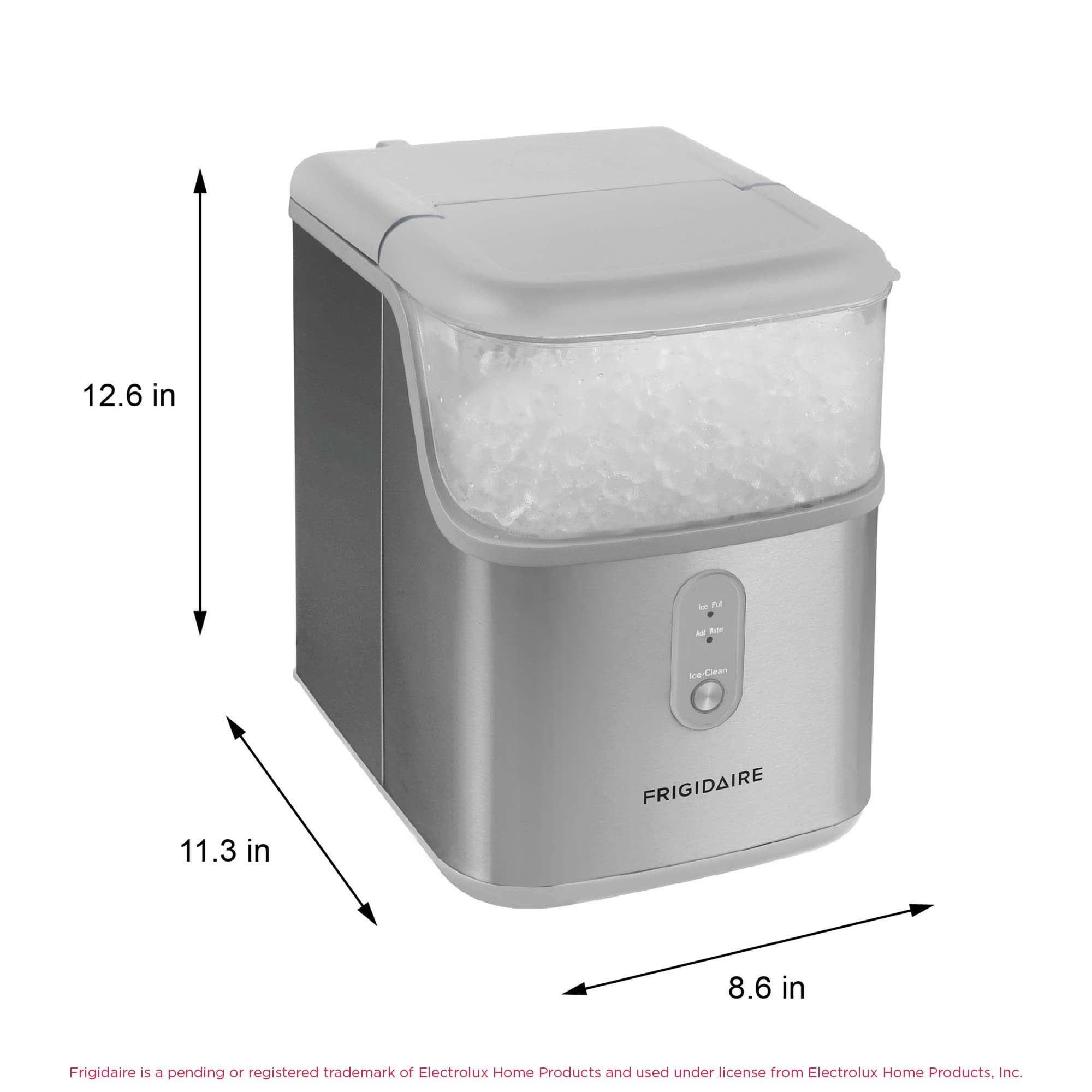 Frigidaire 33 lbs. Countertop Nugget Ice Maker, Self-Cleaning Ice Machine with Touch Controls, Stainless Steel