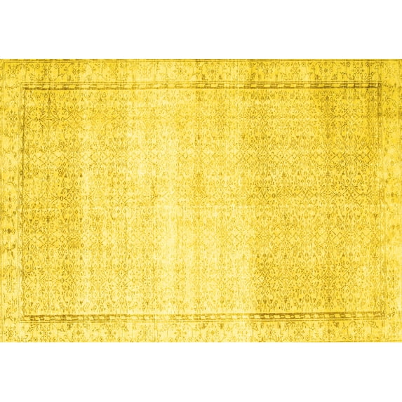 Ahgly Company Indoor Rectangle Abstract Yellow Contemporary Area Rugs, 8' x 10'