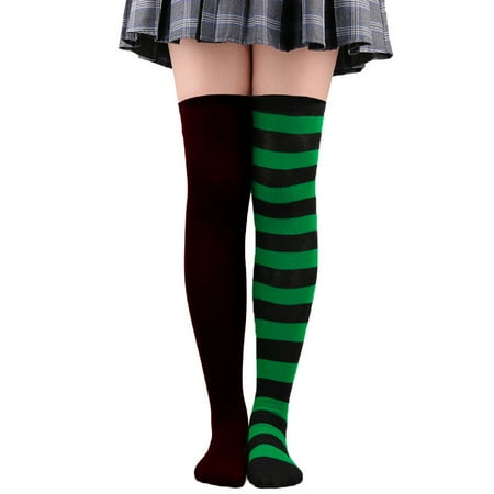 

LBECLEY Sheer Knee Highs Womens Long Socks Color Matching Striped Thigh High Socks Over The Knee Socks Festival Christmas Unison Stock Pot L A