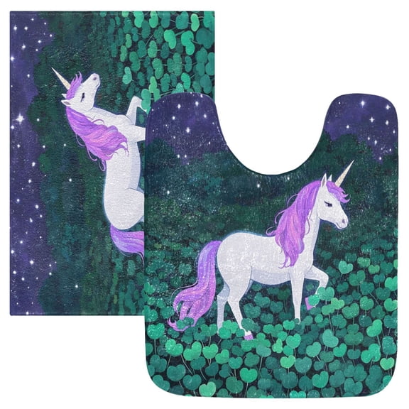 Ryvnso Unicorn Bathroom Shaggy Rugs Toilet Mat Soft Contour Rug