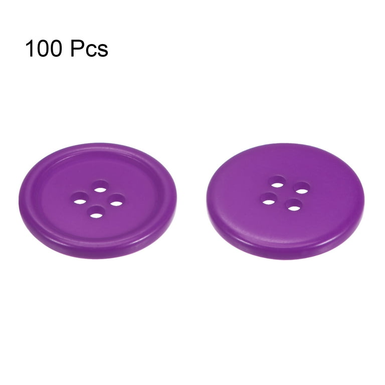 Uxcell 100pcs 40L Sewing Buttons 1 inch(25mm) Resin Round Flat 4-Hole Craft Buttons for Sewing Clothing and DIY, Purple, Size: Large