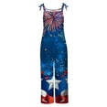 thumbnail image 4 of DDAPJ pyju Womens Plus Size Jumpsuits 4th of July Patriotic Overalls American Flag Playsuit Summer Casual Wide Leg Rompers with Pockets 90% off Clearance Sale Blue L, 4 of 5