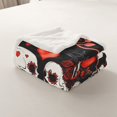 thumbnail image 4 of Couple Skull Throw Blanket 30"X40",Gothic Skull Red Roses Fleece Blanket Adults Bed,White Skeleton Lovers Sherpa Blanket Romantic Flower Love Heart Flannel Blanket, 4 of 6