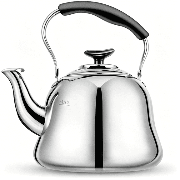 ACDANC Tea Kettle Stovetop Whistling Teakettle Classicteapot Stainless Steel Tea Pots for Stove Top with Heat-Resistant Folding Handle Mirror Finish,2 Liters
