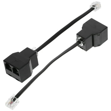 2Pcs RJ11 Telephone Splitter 6P4C Detachable Lines Adapter RJ14 4-Core Phone Line Adapter