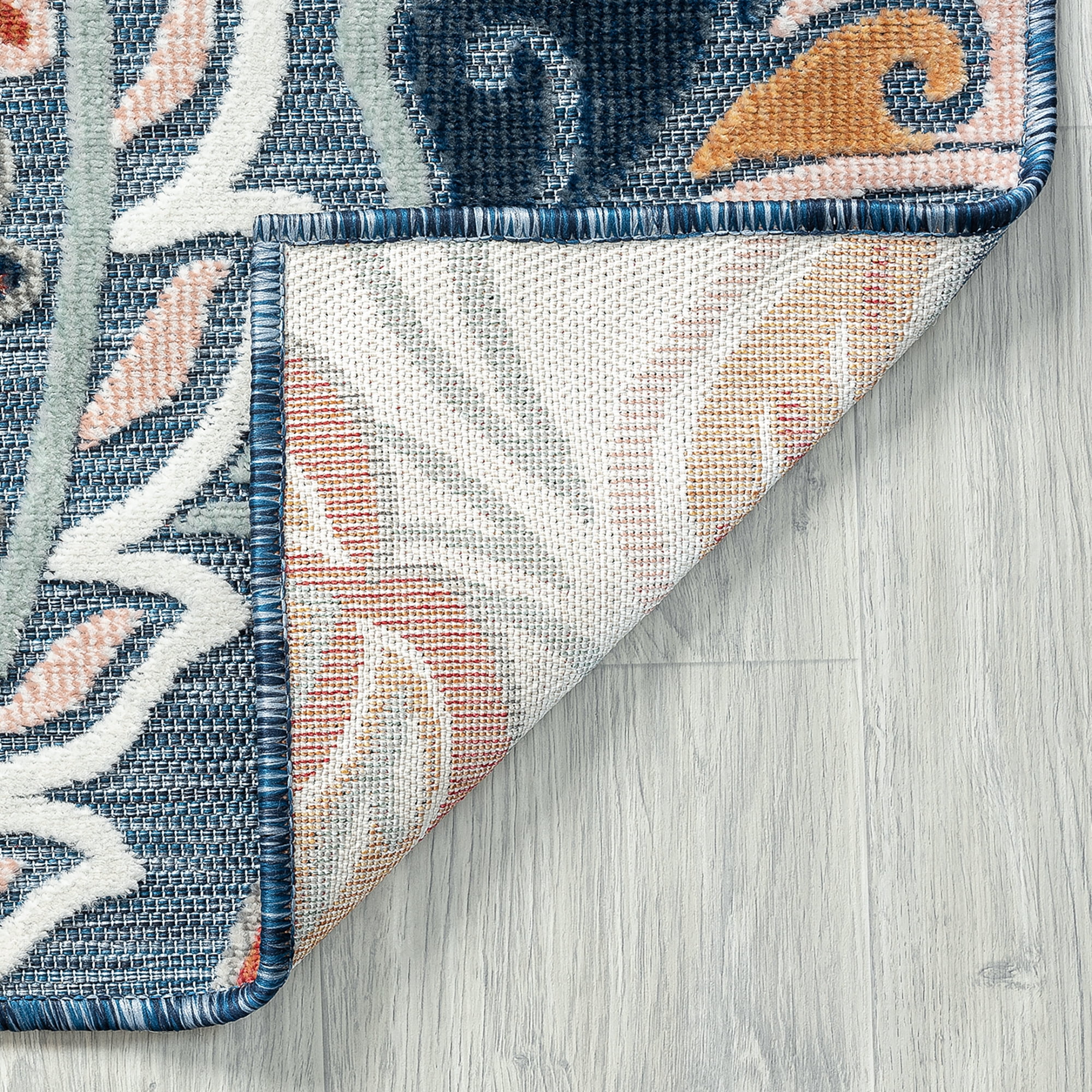 2x3 Water Resistant, Small Indoor Outdoor Rugs for Patios, Front Door Entry, Entryway, Deck, Porch, Balcony | Outside Area Rug for Patio | Dark Blue, Floral | Size: 1'11'' x 3'