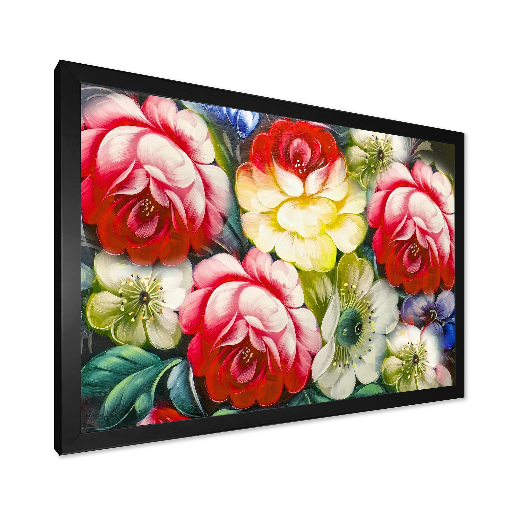 Designart 'Vintage VIbrant Yellow and Red Flower Still Life I' Traditional Framed Art Print