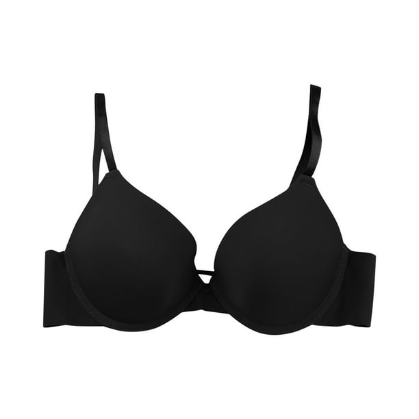 Gibobby Sujetador push up de moda con correa ajustable y anillo de para mujer Brasier mujer busto Negro M