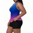 thumbnail image 7 of FAWUUDO Women's Plus Size Swimsuit Two Piece Tankini Swim Suits Print Ruched Bathing Suits Tummy Control Swimwear Beach, 7 of 7